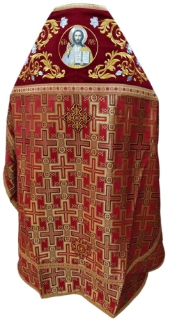 Облачення священника комбіноване з парчі "Лаврський крест", з вишитим опліччям, Вишивка "Роза"