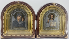 Ікони &quot;Вінчальна пара&quot; літ. павлін, кор. зол. пат., рам. зол. 27х25см