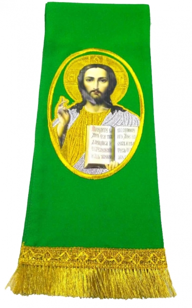 Закладка с иконой Спасителя зеленая
