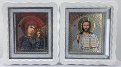 Ікони &quot;Вінчальна пара&quot; літ. сіра, біла. без. пат. 27х25см