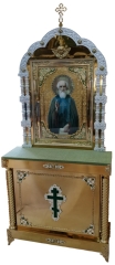 Кіот на 3 колони з іконою викл.Сергія Радонезького