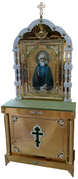 Киот на 3 колоны с иконой преп.Сергия Радонежского