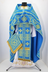 Облачение священника, вишитое на бархате, вишивка "Коло" с вишитый галуном