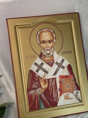 Ікона св. Микола Чуд. друкована на дерев`яному планшеті, матова 