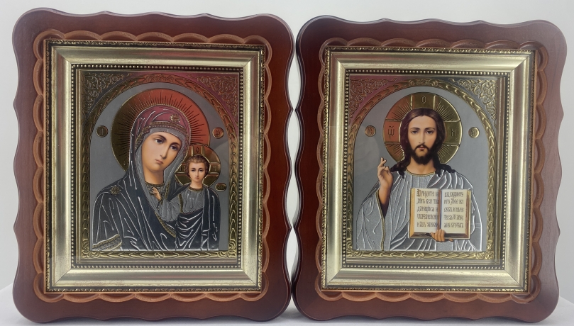 Ікони "Вінчальна пара" літ. сіра, кор. без. пат. 27х25см