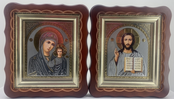 Ікони "Вінчальна пара" літ. сіра, кор. без. пат. 27х25см