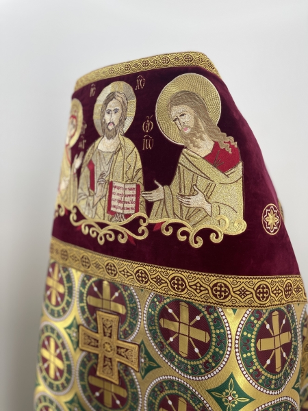 Облачення комбіноване, з вишитою іконою на оксамиті