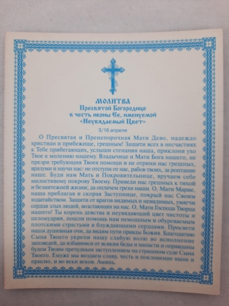 Ікона Богородиці "Нев'янучий цвіт" С. Ф.