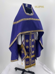 Облачення священника, вишите на габардині, з вишитим галуном, вишивка &quot;Меандр&quot;