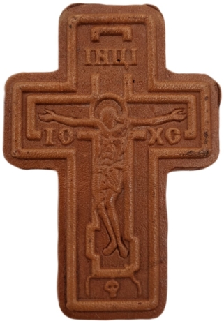 Шкіряний хрест в авто, розмір 6х4см