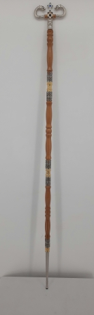 Жезл дерев`яний комб., (з зміями) емаль та камінчики 149х15,5см