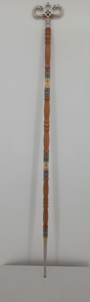 Жезл дерев`яний комб., (з зміями) емаль та камінчики 149х15,5см