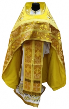 Облачення священника комбіноване з парчі "Київський хрест", з вишитим опліччям, вишивка "Роза"