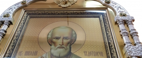 Киот на 3 колоны с иконой св.Николая