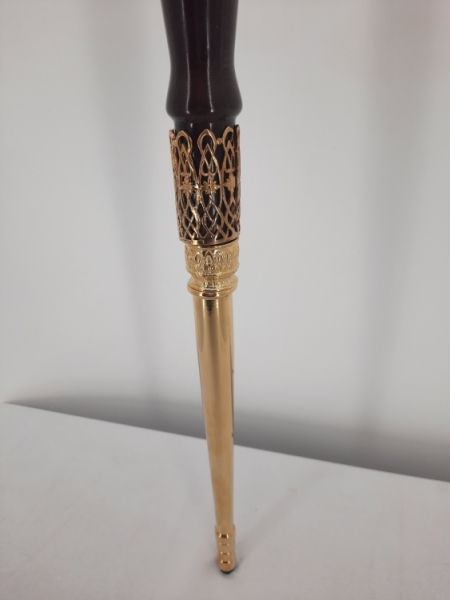 Жезл дерев`яний під зол., (з зміями) емаль та камінчики 149х15,5см