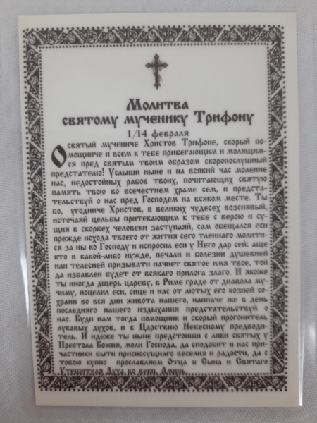 Ламінована ікона св. вмч. Трифон (П. Р.)