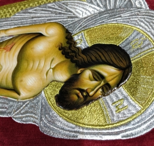 Плащаница Спасителя на бархате 120х70