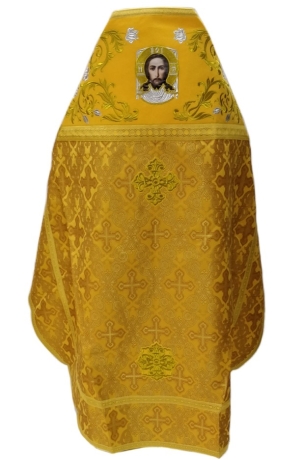 Облачение священника комбинированное из парчи "Ажурный крест", с вишитим оплечием, вышивка "Роза"