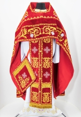 Облачение священника, вишитое на бархате, вишитая середина, з вишитим галуном