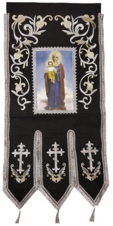 Хоругви вышитые лилия вышивка + пришивной баннер с одной стороны, с другой крест без вышивки