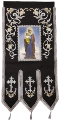 Хоругви вишиті, вишивка &quot;лілія&quot;, пришивний банер з одного боку, з іншого хрест без вишивки