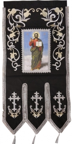 Хоругви вышитые лилия вышивка + пришивной баннер с одной стороны, с другой крест без вышивки