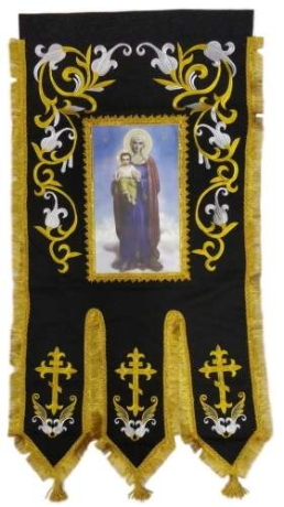 Хоругви вышитые лилия вышивка + пришивной баннер с одной стороны, с другой крест без вышивки