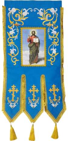 Хоругви вышитые лилия вышивка + пришивной баннер с одной стороны, с другой крест без вышивки