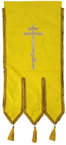 Хоругви вышитые лилия вышивка + пришивной баннер с одной стороны, с другой крест без вышивки