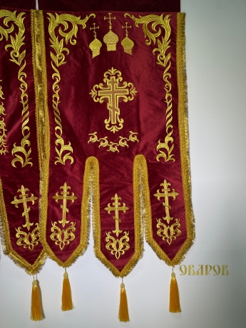 Хоругви (пара ікона Богородиці "Почаївська" та св. преп. Амфілохій Почаївський ) вишивка "Купол"