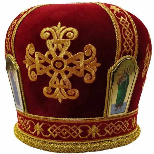 Митра Крест красная