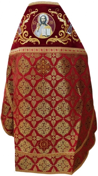 Облачение священника комбинированное из парчи, с вишитим оплечием, вишивка
