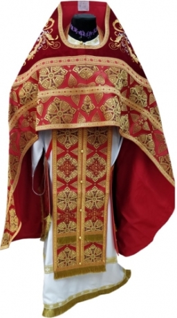 Облачення священника комбіноване з парчі, з вишитим опліччям, Вишивка "Нова вишивка"