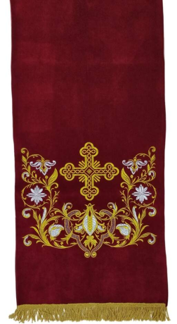 Накидка "Хрест квітка" на аналой, з дорогою бахрамою
