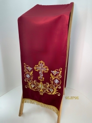Накидка "Крест цветок" на аналой, с дорогой бахрамой