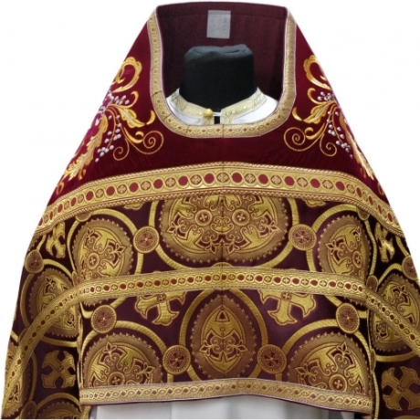 Облачение священника комбинированное из парчи "Киевский крест", с вишитим оплечием, вишивка "Нова вишивка"