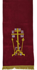 Накидка "Крест с копием" на аналой, с дешевой бахрамой