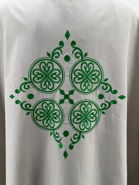 Облачення священника грецький крій, вишите на льон - габардині з пришивним галуном, вишивка "Антична"