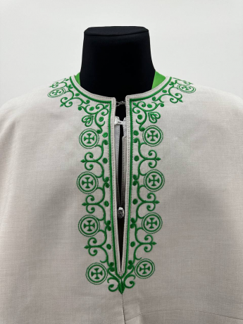 Облачення священника грецький крій, вишите на льон  - габардині з пришивним галуном, вишивка "Антична"