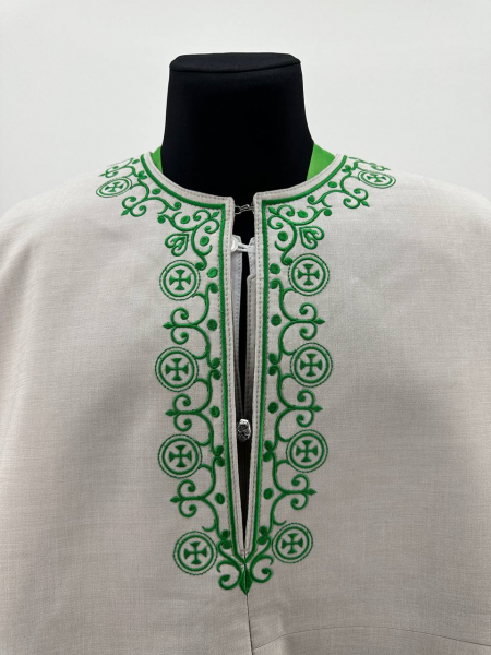 Облачення священника грецький крій, вишите на льон - габардині з пришивним галуном, вишивка "Антична"