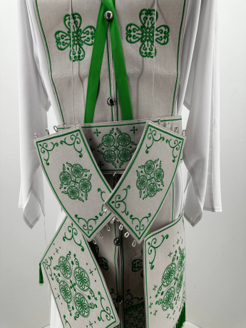 Облачення священника грецький крій, вишите на льон  - габардині з пришивним галуном, вишивка "Антична"