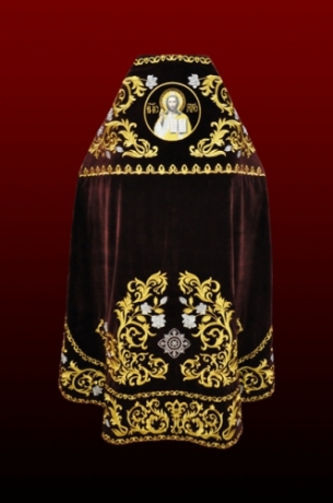 Облачення священника, вишите на оксамиті, вишивка "Троянда" з вишитим галуном