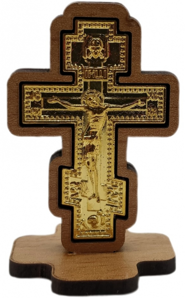 Крест метал. в дереве на подставке (бр.)