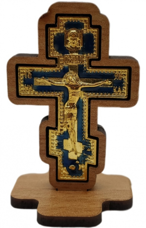 Крест метал. в дереве на подставке (бр.) 