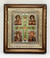 Икона Богородицы: "Четырёхчастная" 22,5х25,5