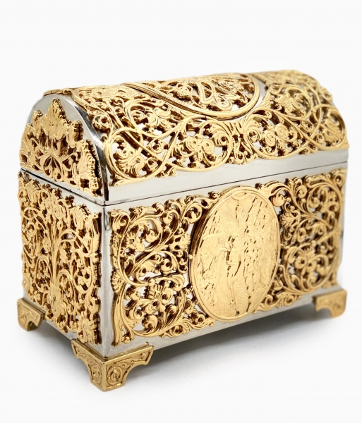 Ящик хрестильний, нікель - золото 15х8х13