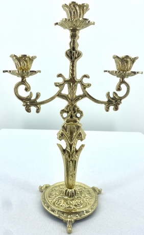 Підсвічник настільний, на 3 свічки, латунь №11 - 1
