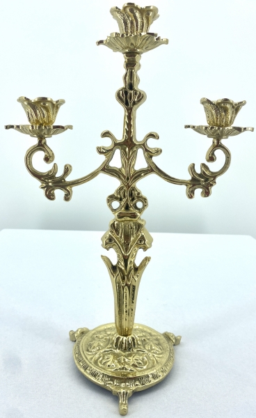 Підсвічник настільний, на 3 свічки, латунь №11 - 1