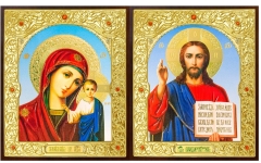 Икона: "Венчальная пара" (голуб.фон) 18х21