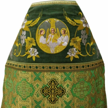 Облачення священника комбіноване з парчі "Грецький хрест", з вишитим опліччям, вишивка "Лілія"